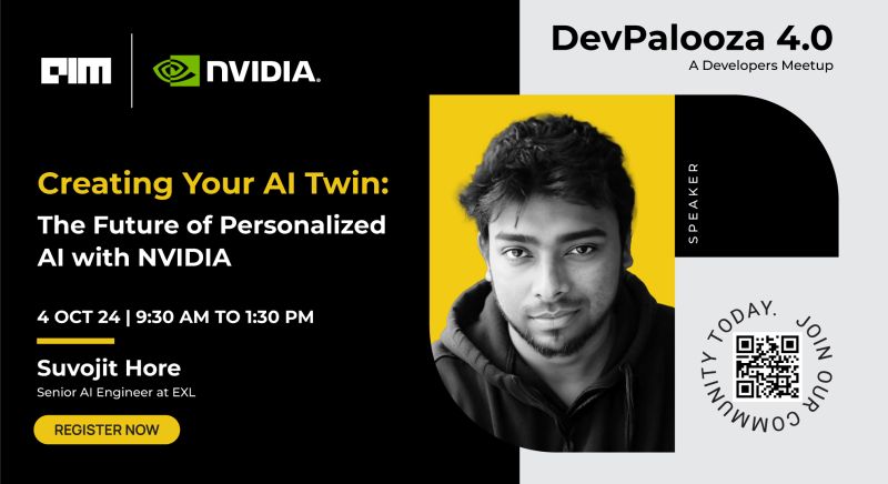 AIM × NVIDIA DevPalooza 4.0 speaker card featuring Suvojit Hore